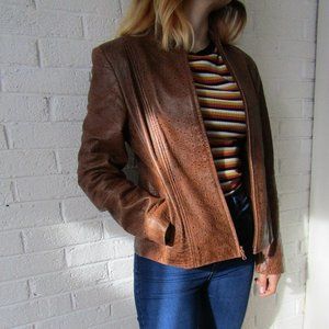 Brown leather jacket